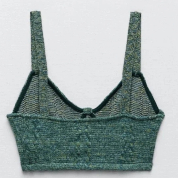 Zara Green Ribbed Knit Bralette Coord Set (Bralette ONLY) Size Medium NWT - Picture 3 of 10